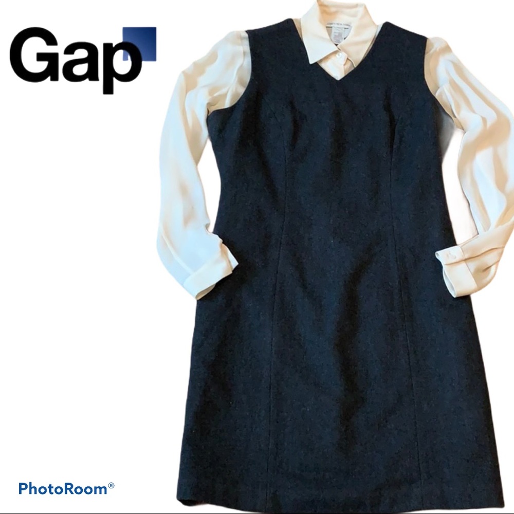 Gap | Wool Charcoal Gray Fitted Sleeveless Dress